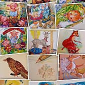 Слоник и зонтик. Иллюстрация. (1), художник Елена Наумова