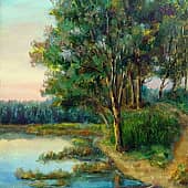 Вечерний пейзаж с лодкой 2