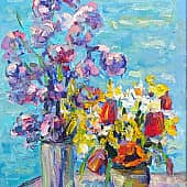 Два букета у воды. Живопись ZhNataly