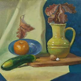 Учебный натюрморт жёлтый кувшин