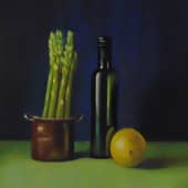 Натюрморт с лимоном и спаржей