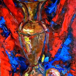 Бронза на сине-красном