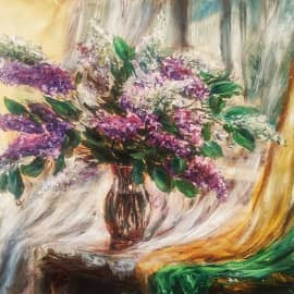 Букет сирени у окна