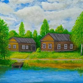 Деревенька у пруда