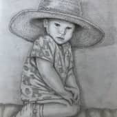 Маленькая девочка в большой шляпе (1), художник Елена Кочетова