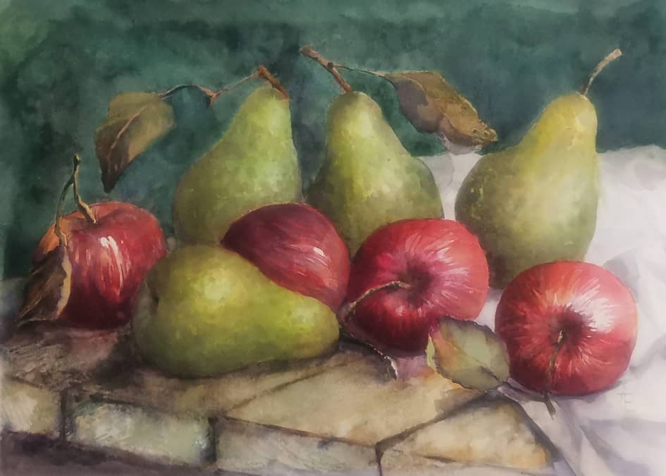 Натюрморт с яблоками и грушами