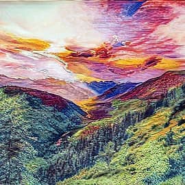 горы, закат