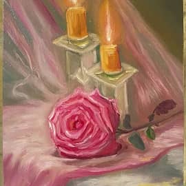 Роза при свечах.