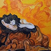 Сказочная Женщина- морж.Уснувшая на береговых камнях.