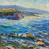 Маяк на мысу. Штормит Чёрное море. Пленэр ZhNataly