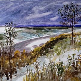 Поздняя осень.  Вольная копия с картины В. Поленова "Ранний снег"