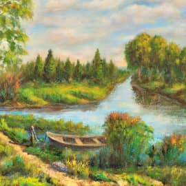 Пейзаж с лодкой