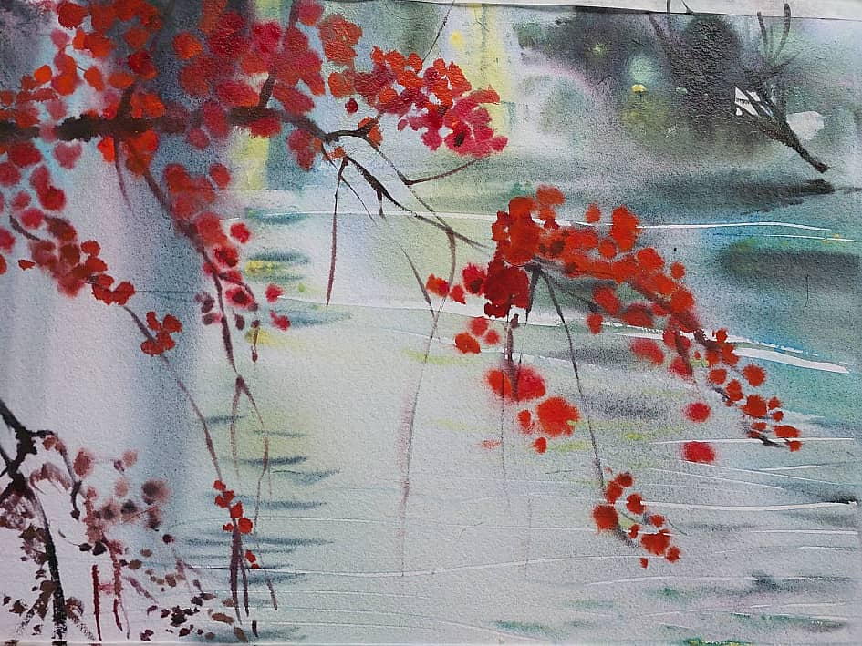 Небо в Красногвардейском пруду. Октябрь