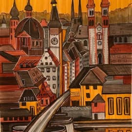 Закатный город. Скетч.