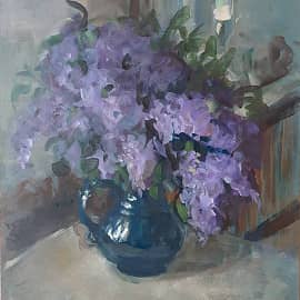 Сирень в синем кувшине