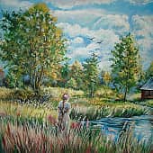 На берегу любуюсь рыбками.