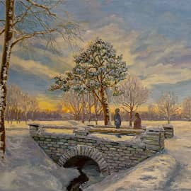 Зимний вечер в парке Александрия