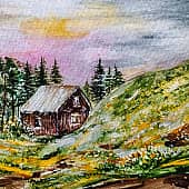 Дом на холме (1), художник Карина Андреева