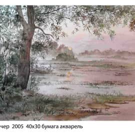 Вечер  2005  40х30 бумага акварель