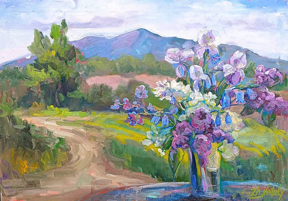 Весенние цветы в горах. Серия "натюрморт  под открытым небом". Пленэр ZhNataly