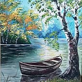 Лесное озеро, лодка