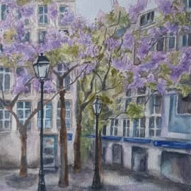 "Цветущая джакаранда, Les Halles, Paris"