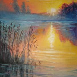 В отражении.