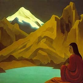 Картина в стиле Николая Константиновича Рериха "Человек, как часть природы"