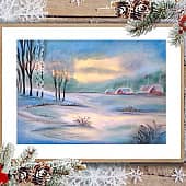 Зимняя деревушка (1), художник Валентина