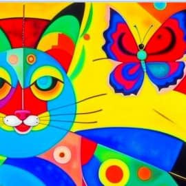 Кошка Елизавета с бабочкой