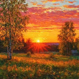 Закатные лучи.