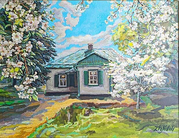 Вишневый сад в Таганрогском "Домике Чехова". Живопись ZhNataly