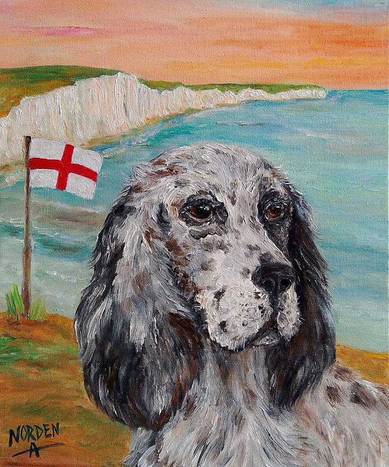 Сеттеры (триптих): Английский) English setter dog
