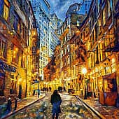 Посреди городской суеты.