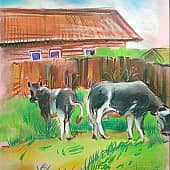 Корова и теленок