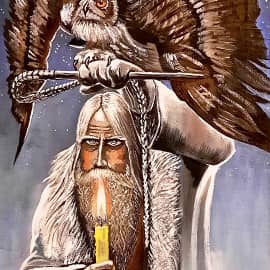 Человек с филином, по мотивам К.Васильева