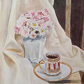 Кофейная история с маргаритками