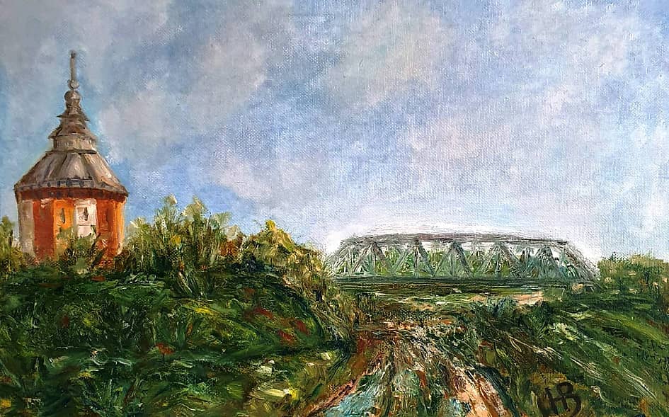 Пейзаж с мостом.