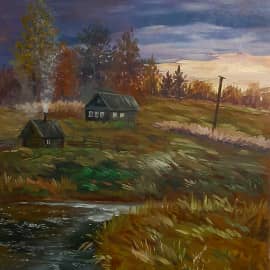 У реки. Деревня