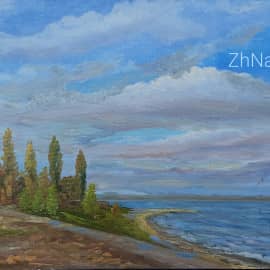 Осень, пушкинская набережная, Таганрог, морской пейзаж ZhNataly, пленэрная живопись