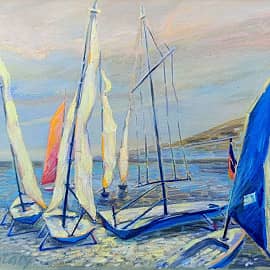 Яхты ждут спортсменов.Регата. Серия Яхт-клуб. День и ночь. Проект светофизика в живописи ZhNatal