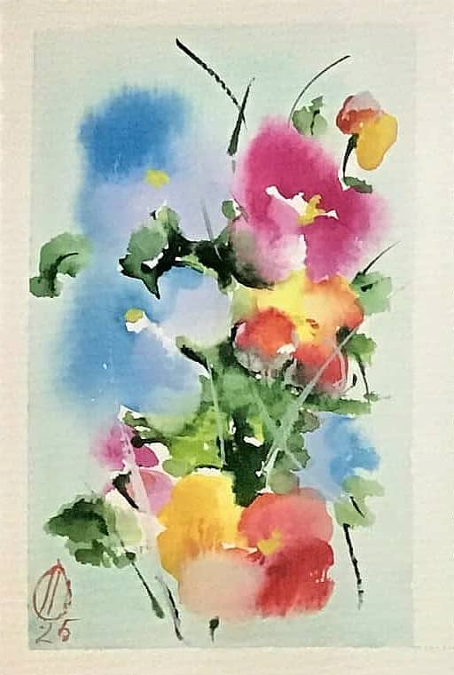 Акварельные фиалки