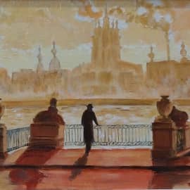 На фоне Смольного. Этюд.