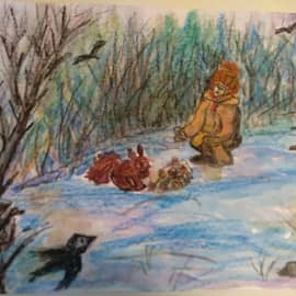 Девочка и белочка