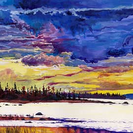 Золотой закат. Этюд