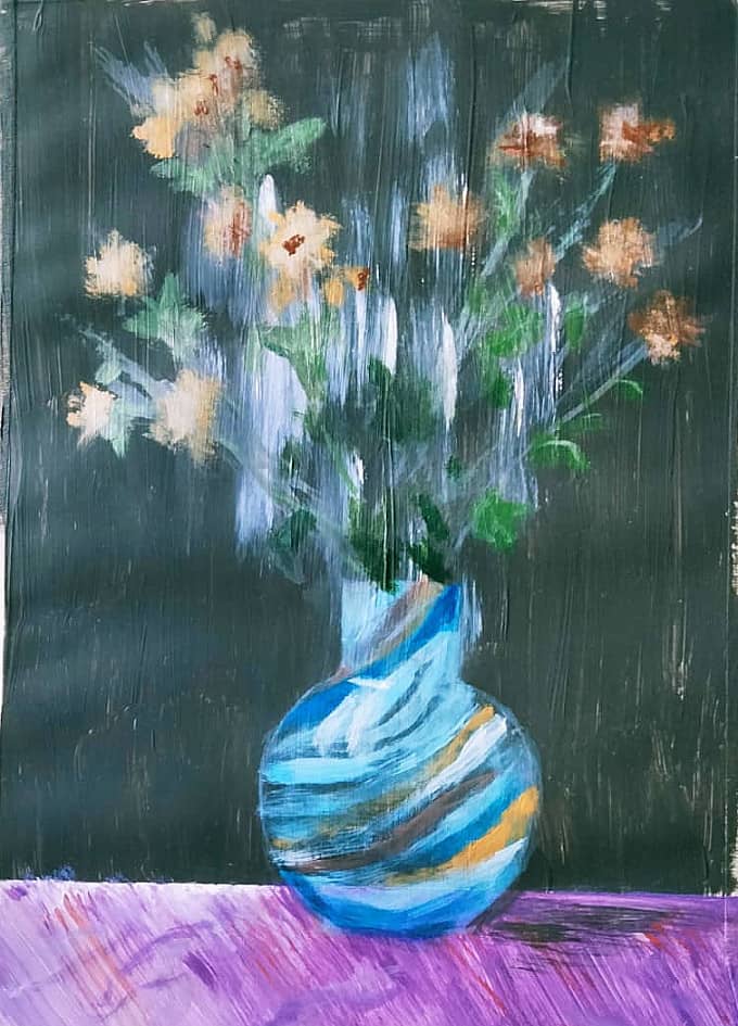 Мои хризантемы. Картина написана на бумаге для акрила