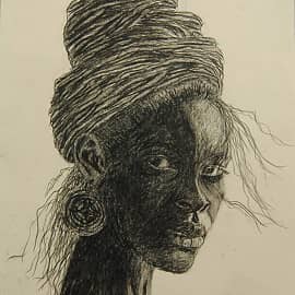 Африканка дубль 3 (угольный карандаш)