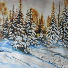 Зима в акварели.