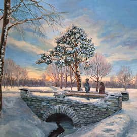 Зимний вечер в парке Александрия