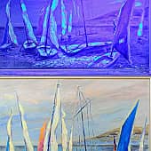 Яхты ждут спортсменов.Регата. Серия Яхт-клуб. День и ночь. Проект светофизика в живописи ZhNatal (1), художник ZhNataly